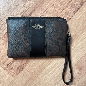 Coach Black and Brown Signature Wristlet
